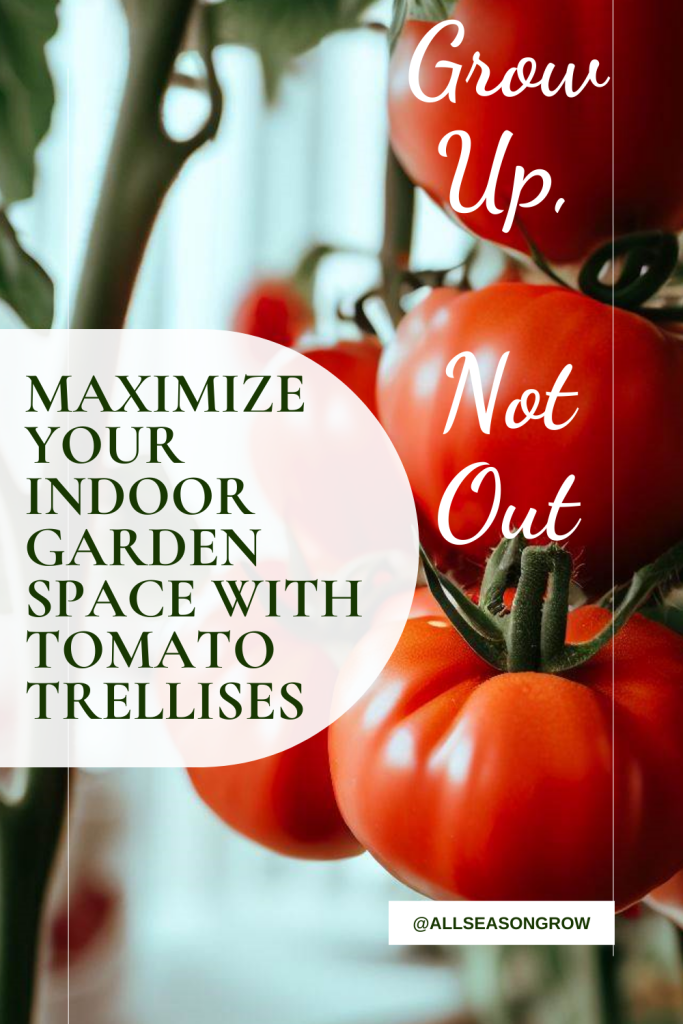indoor garden space maximized with tomato trellis