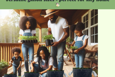 Family planting vegetables and seeds on back porch featuring All SEason Grow Bags